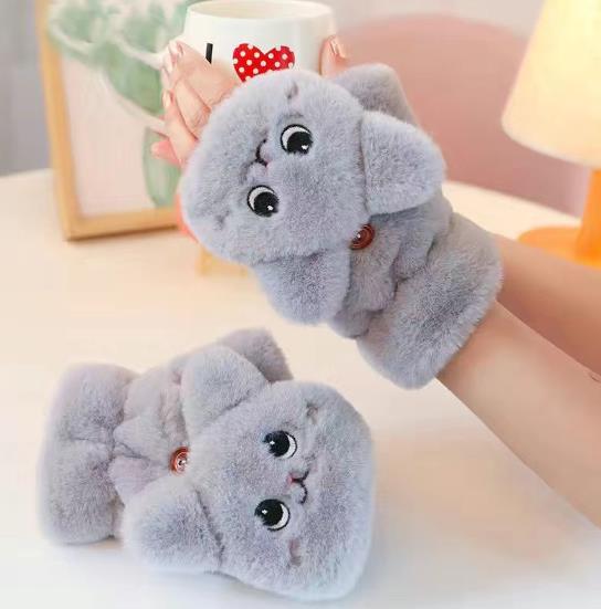 Fur Rabbit Mittens Plush fingerless Gloves Winter Soft Warm Thick Gloves The Comfort Theory