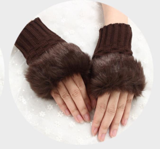 Fluffy fingerless shop gloves