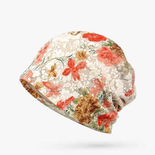 Beautiful Floral Printed Pleated Head Cover The Comfort Theory