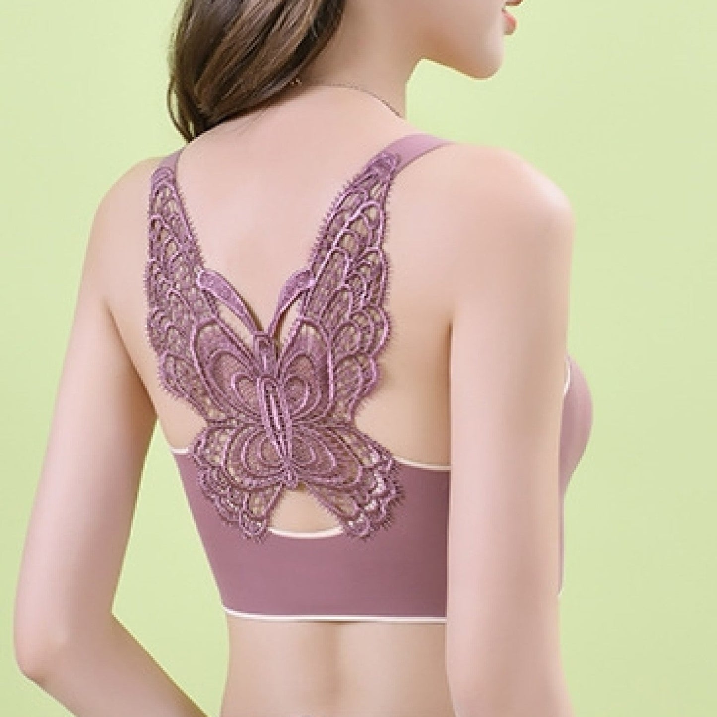 Net Butterfly Back Stretchable Multi-purpose heart neckline Sports Bra