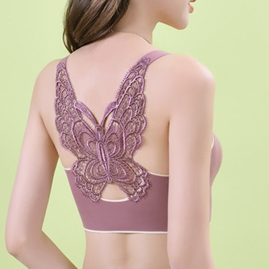 Net Butterfly Back Stretchable Multi-purpose heart neckline Sports Bra The Comfort Theory